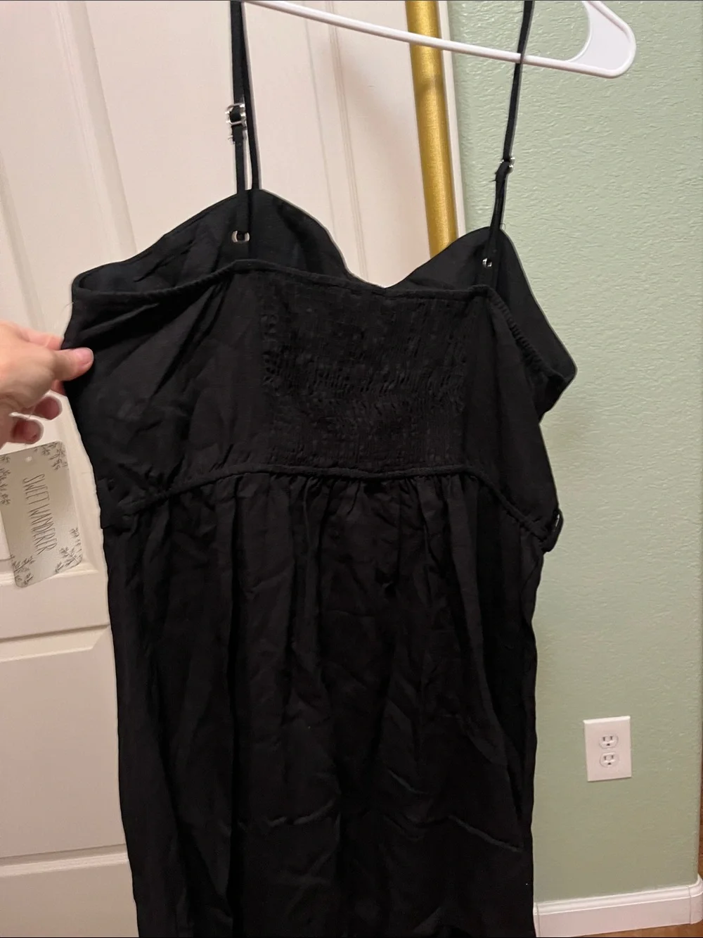 Sweet Wanderer Black Spaghetti Strap Linen Dress Sz XL NWT